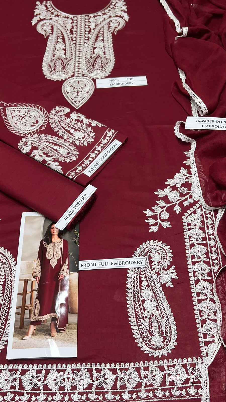 Aleena Amir D-1101 Premium Embroidered Lawn 3PC Suit with Bamber Embroidered Dupatta – Unstitched