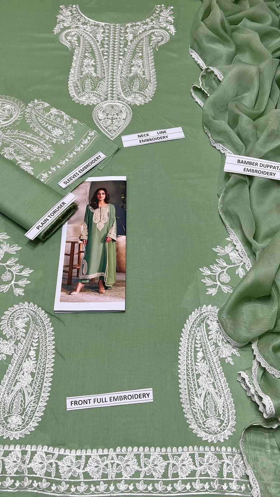 Aleena Amir D-1101 Premium Embroidered Lawn 3PC Suit with Bamber Embroidered Dupatta – Unstitched