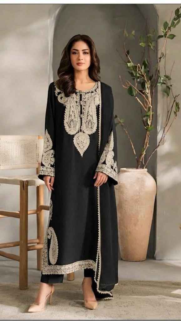 Aleena Amir D-1101 Premium Embroidered Lawn 3PC Suit with Bamber Embroidered Dupatta – Unstitched