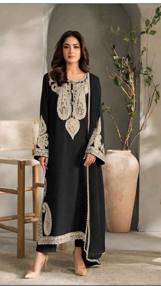 Aleena Amir D-1101 Premium Embroidered Lawn 3PC Suit with Bamber Embroidered Dupatta – Unstitched