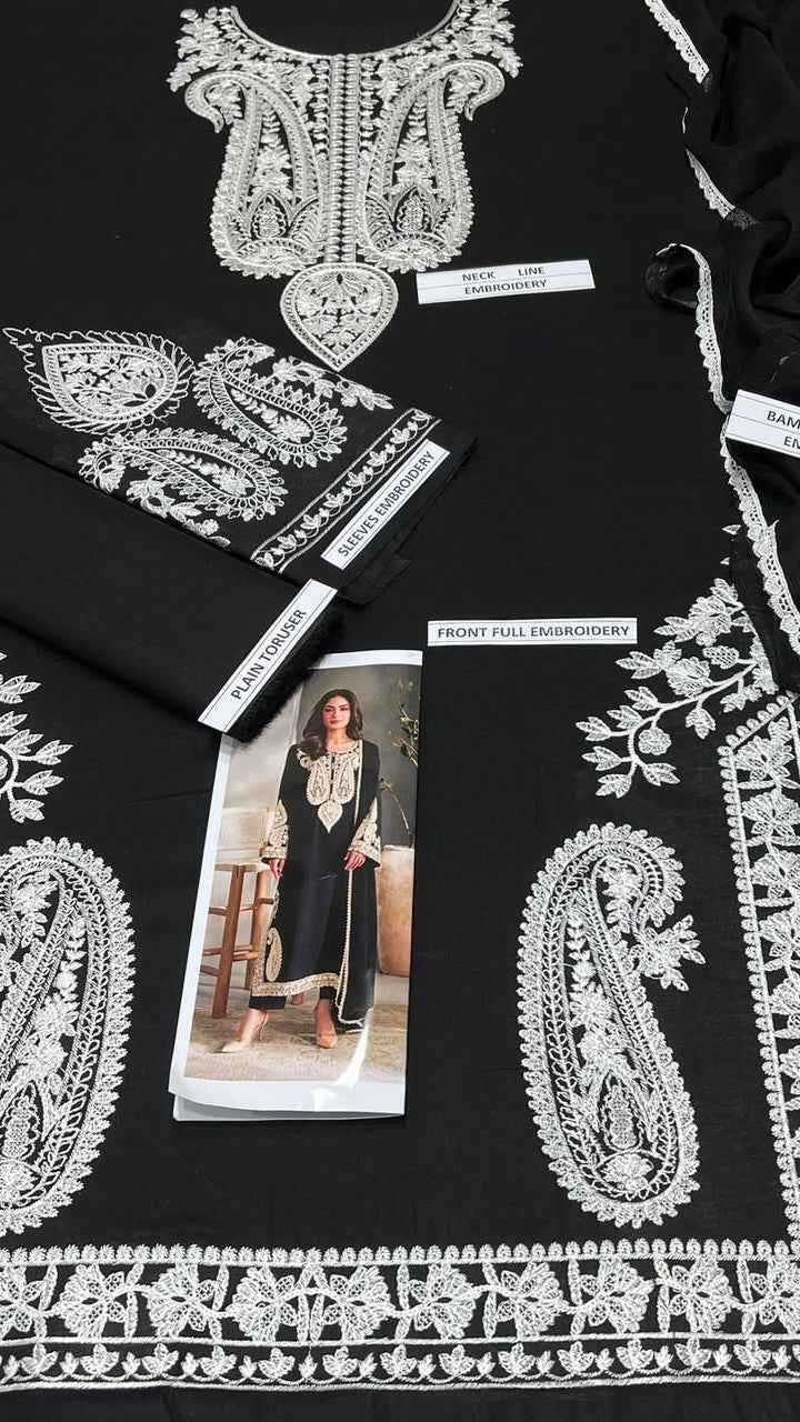 Aleena Amir D-1101 Premium Embroidered Lawn 3PC Suit with Bamber Embroidered Dupatta – Unstitched