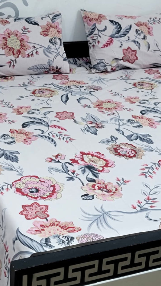 Pure cotton king size bedsheet set with pillow covers