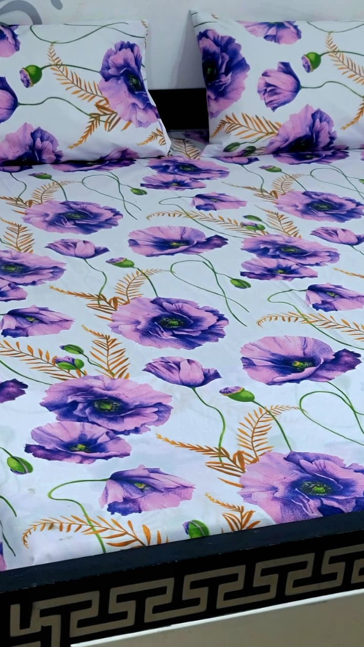 Pure cotton king size bedsheet set with pillow covers