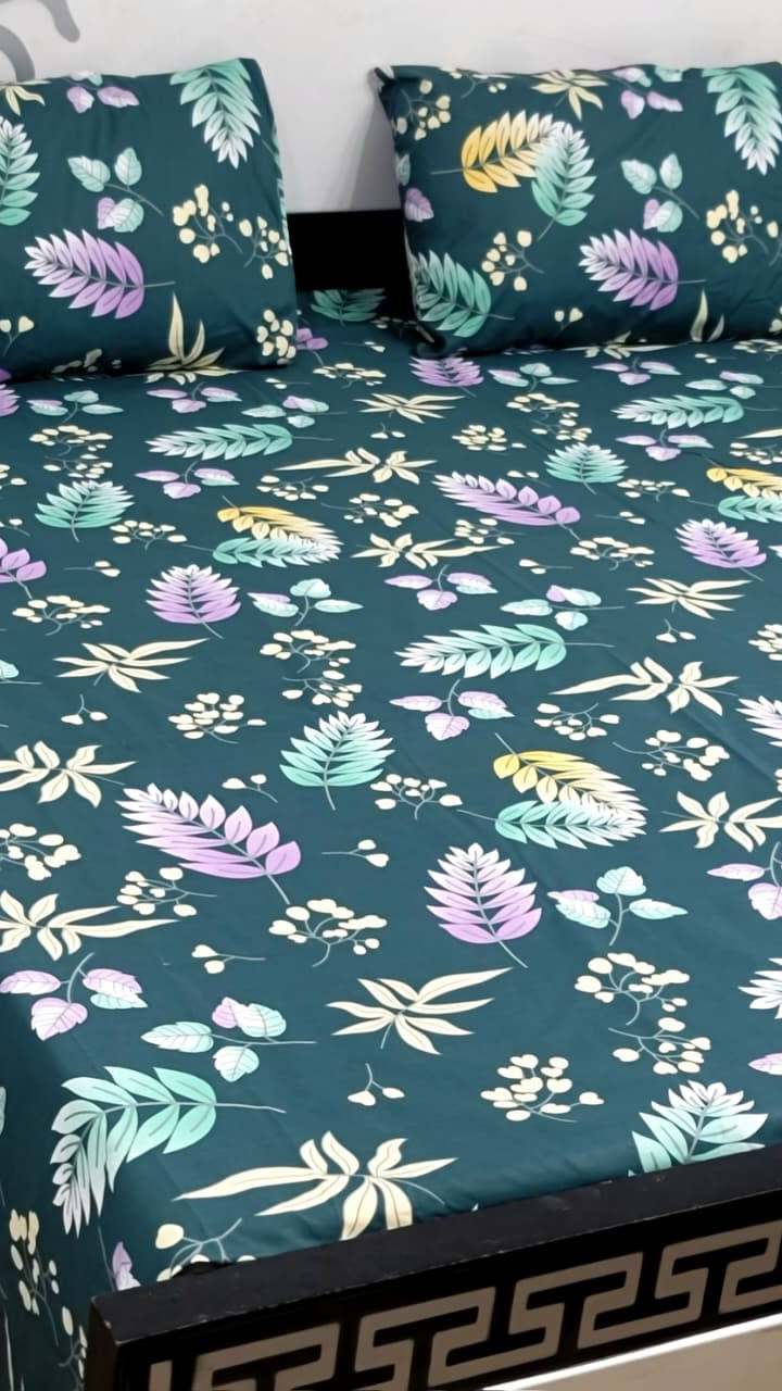 Pure cotton king size bedsheet set with pillow covers