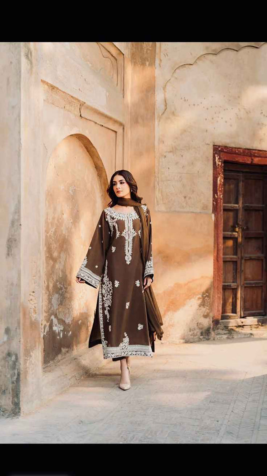 Mirana Code 33 Embroidered Lawn Airjet 3PC Suit with Bamber Lace Dupatta – Unstitched