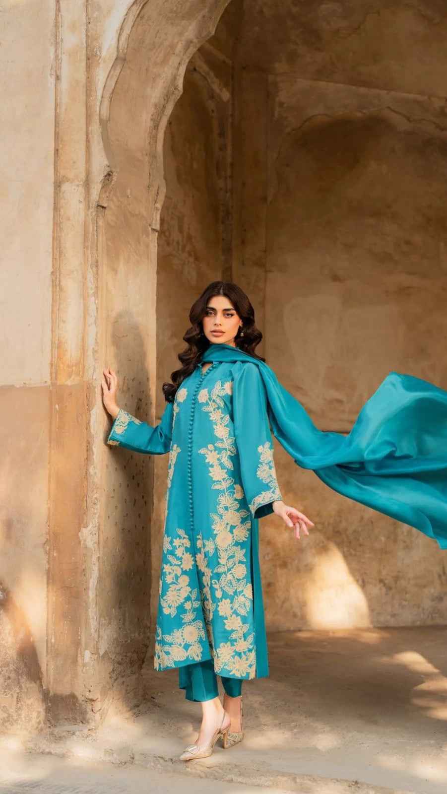 Mirana Code 33 Embroidered Lawn Airjet 3PC Suit with Bamber Lace Dupatta – Unstitched