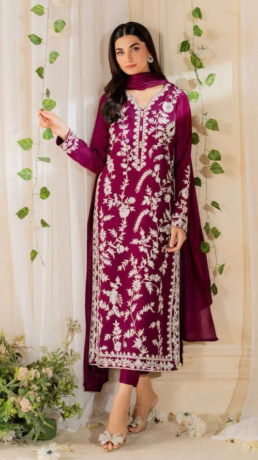Mirana Code 33 Embroidered Lawn Airjet 3PC Suit with Bamber Lace Dupatta – Unstitched