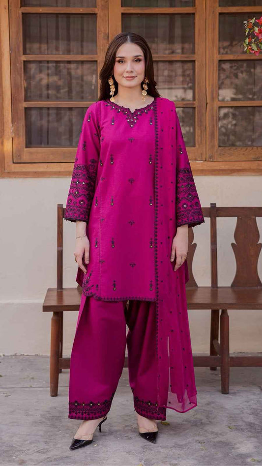 Batik Code 539 Heavy Embroidered Lawn Suit with Bamber Chiffon Dupatta – Unstitched #BC