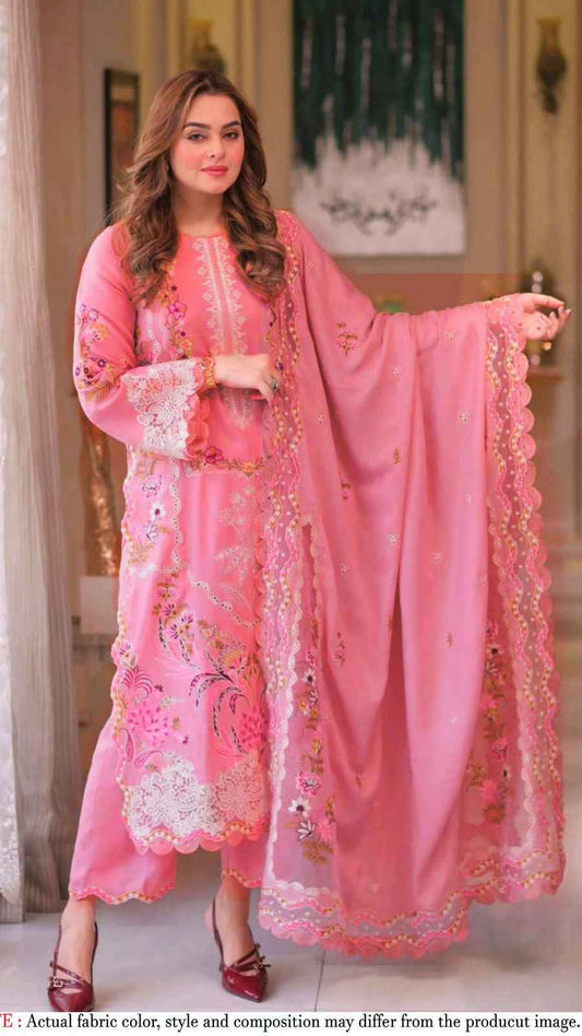 Aneels D#1057 Premium Embroidered Lawn Suit with Bamber Embroidered Dupatta – Unstitched #AD