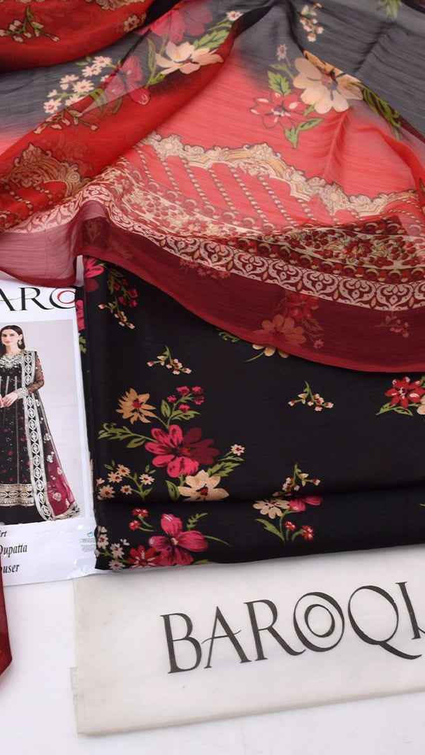 2026 Printed Lawn 3PC Suit with Chiffon Dupatta – Unstitched Summer Collection