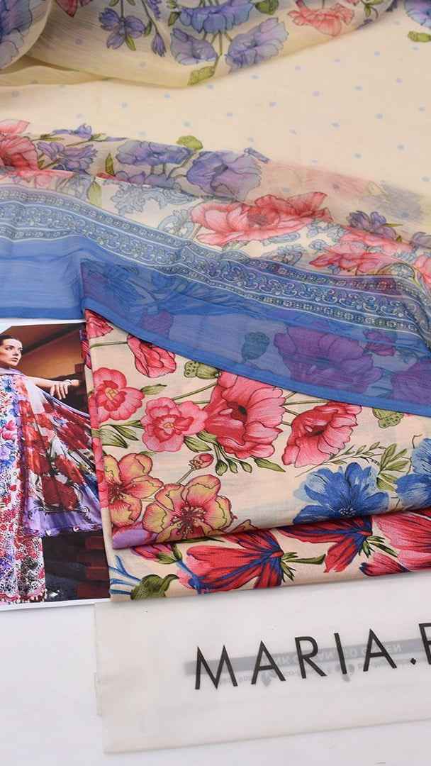 2026 Printed Lawn 3PC Suit with Chiffon Dupatta – Unstitched Summer Collection