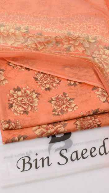 2026 Printed Lawn 3PC Suit with Chiffon Dupatta – Unstitched Summer Collection