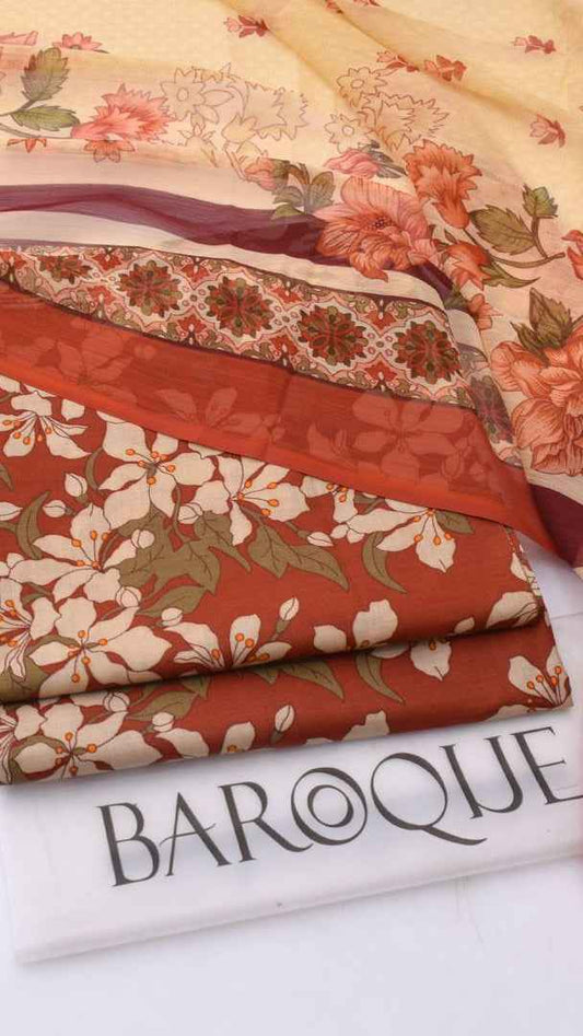 2026 Printed Lawn 3PC Suit with Chiffon Dupatta – Unstitched Summer Collection