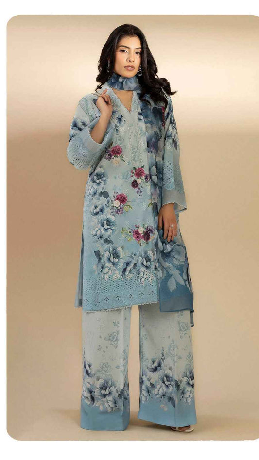 Adan Libas D-1609 Digital Printed Chikankari Lawn Suit with Bamber Chiffon Dupatta – Unstitched #BR