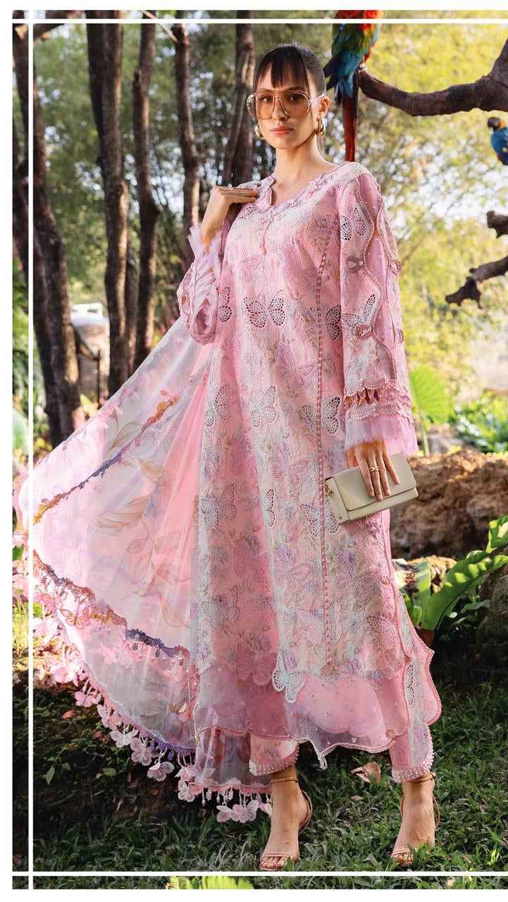Maria B MP-1D Chikankari Printed Lawn 3PC Suit with Chiffon Dupatta – Al Nisa Embroidery Collection #BR