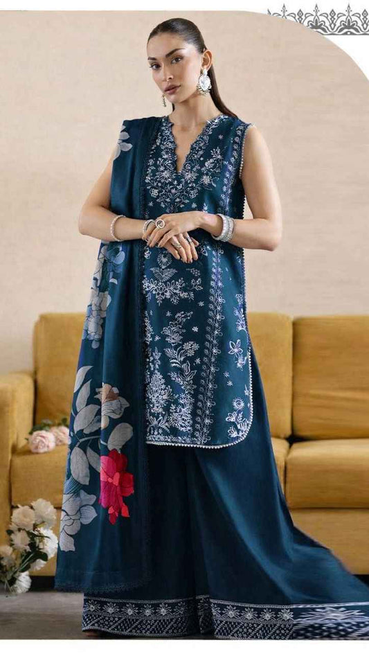 Mahnur 543 Airjet Lawn Embroidered 3PC Suit with Digital Print Dupatta – Unstitched Summer Collection #JN
