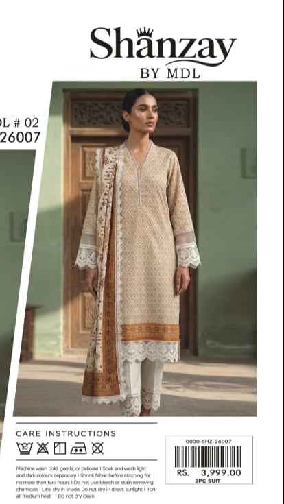 MDL Monocrom Original Digital Printed Lawn 3PC Suit with Airjet Dupatta – Unstitched Summer Collection 2026 #AR