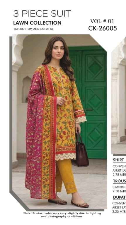MDL Monocrom Original Digital Printed Lawn 3PC Suit with Airjet Dupatta – Unstitched Summer Collection 2026 #AR
