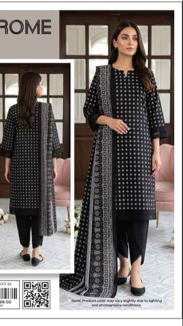 Monocrom MDL Original Digital Printed Lawn 3PC Suit with Airjet Dupatta – Unstitched Summer Collection