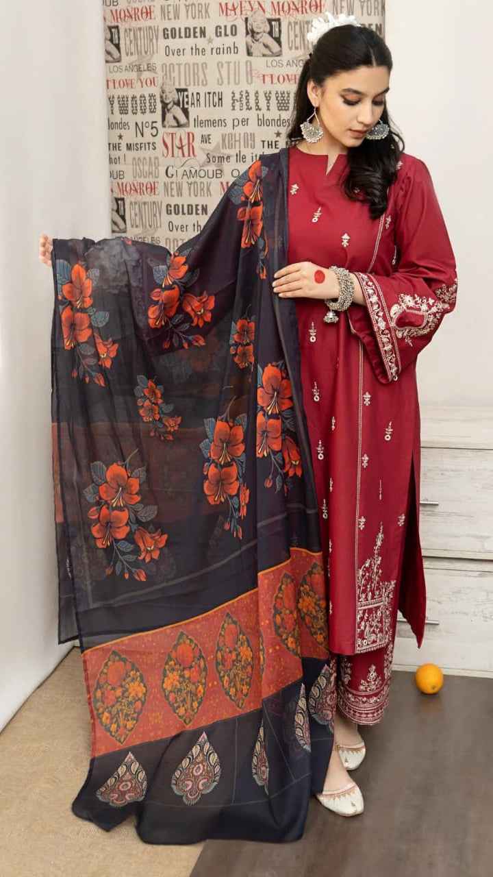 URGE Pure Airjet Lawn Embroidered 3PC Suit with Digital Printed Lawn Dupatta – Unstitched Summer Collection 2026 # AL
