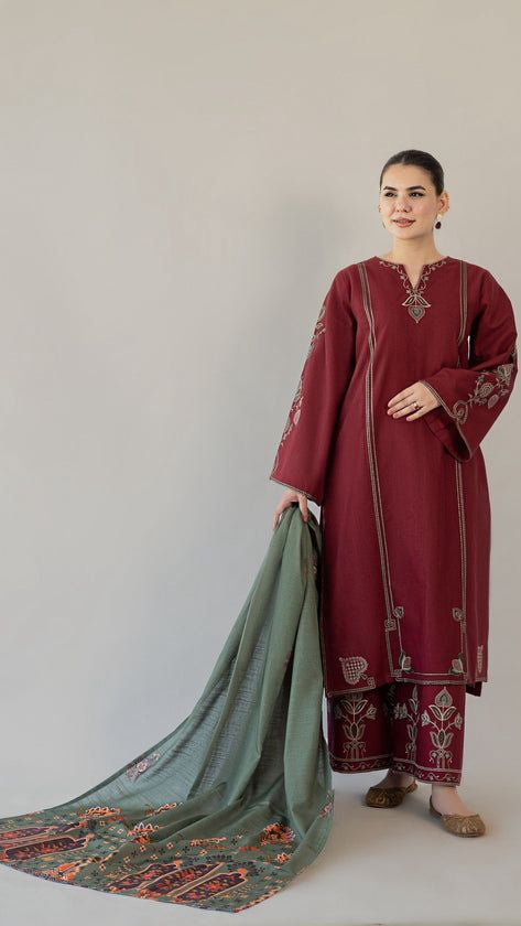 URGE Airjet lawn embroidered suit with digital printed fancy dupatta