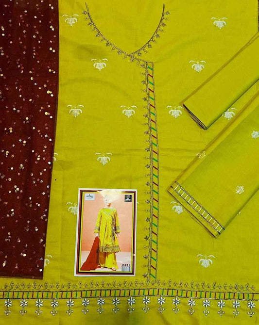 Girls Lawn Eid Collection 3PC-Kids Unstitched Suit