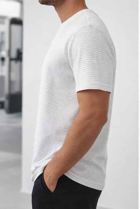 White knitted texture Line T-Shirt