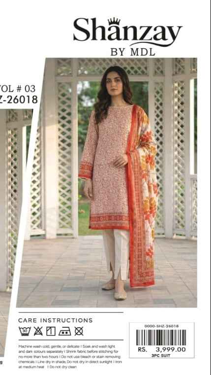 MDL Monocrom Original Digital Printed Lawn 3PC Suit with Airjet Dupatta – Unstitched Summer Collection 2026 #AR