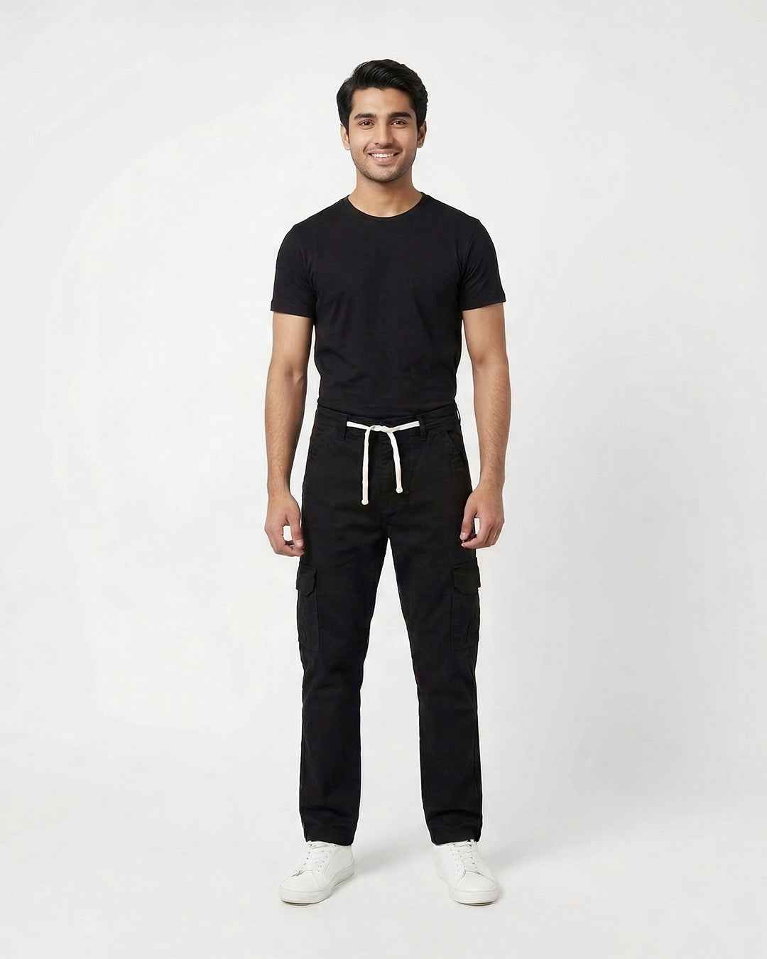 6 Pockets Baggy Style Black Cargo