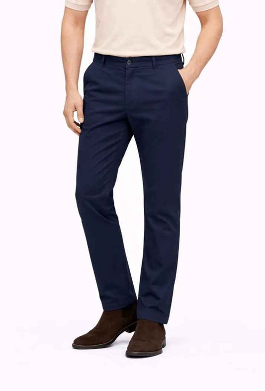 Blue Straight Fit Cotton Pant