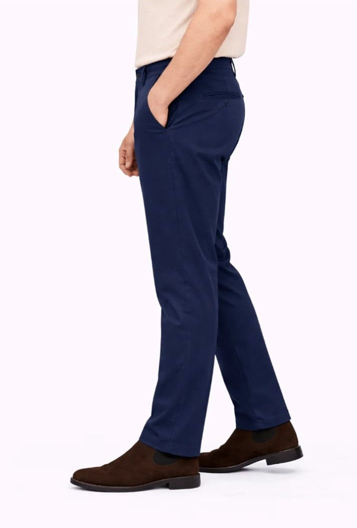 Blue Straight Fit Cotton Pant