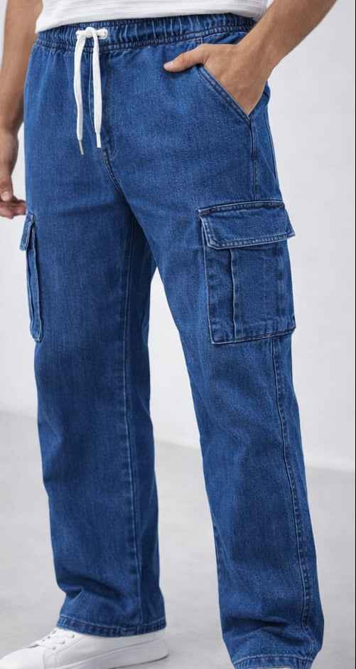 6 Pockets Baggy Style Blue Cargo