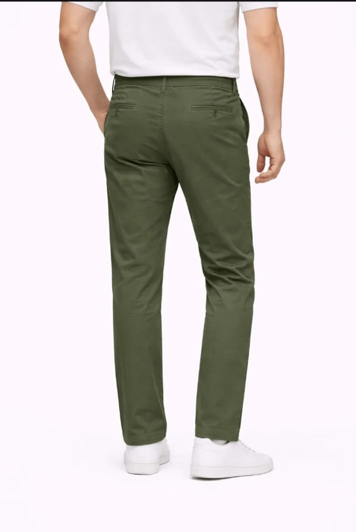 Olive Green Straight Fit Cotton Pant