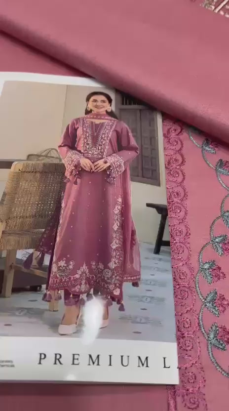 Jade D-5120 sequin embroidered lawn suit with khadi net dupatta
