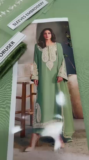 Aleena Amir D-1101 premium embroidered lawn suit with bamber dupatta