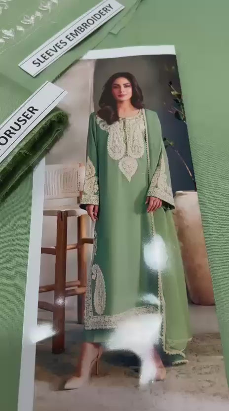 Aleena Amir D-1101 premium embroidered lawn suit with bamber dupatta