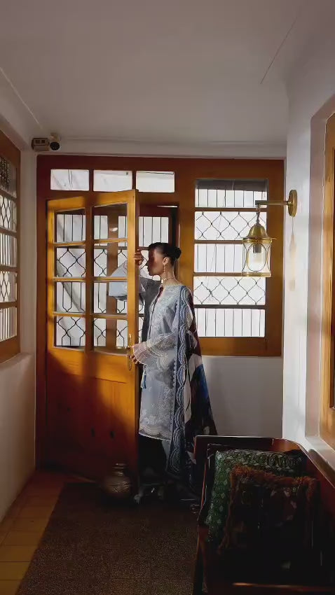 Bin Ilyas D-5141 embroidered lawn suit with slub voile dupatta