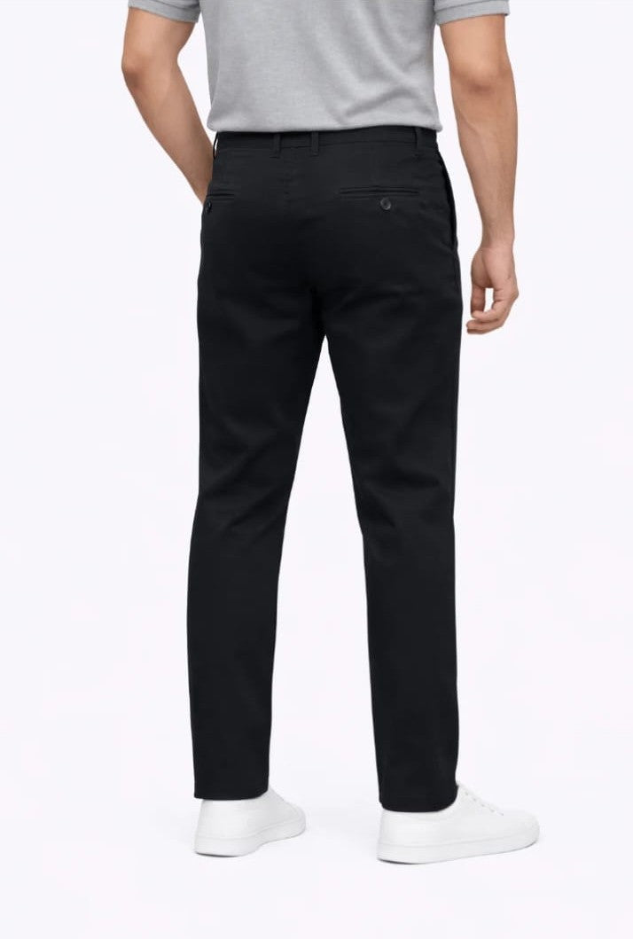 Black Straight Fit Cotton Pant