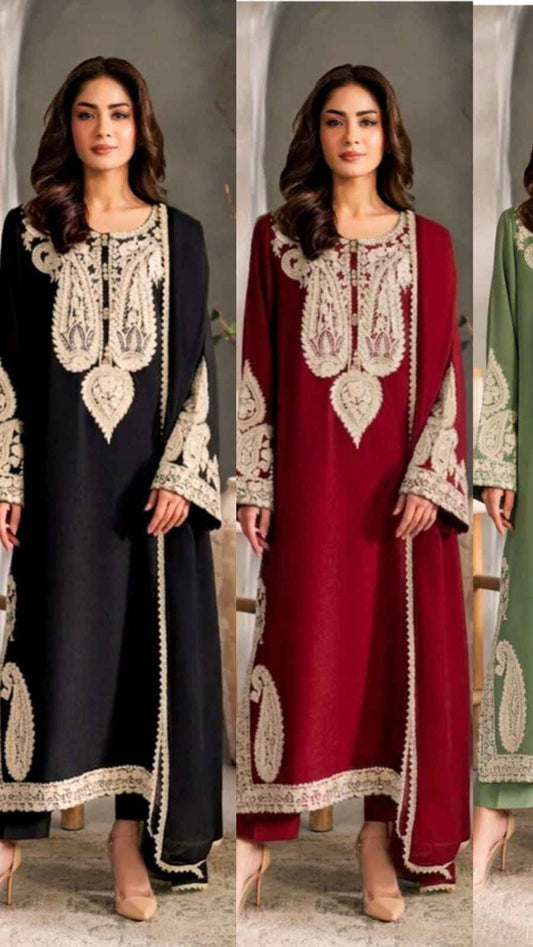 Zeenat Wear Aleena Amir D#1101 Unstitched Embroidered Lawn 3 Piece Suit with Bamber Dupatta